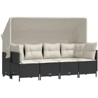 vidaXL Ensemble de salon de jardin 5 pièces avec coussins noir poly rotin