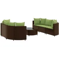 vidaXL Ensemble de salon de jardin 7 pièces avec coussins Marron Poly rotin