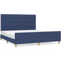 vidaXL Cadre de lit avec tête de lit bleu 180x200 cm Tissu