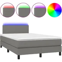vidaXL Lit boxspring avec matelas & LED gris foncé 120x190 cm Tissu