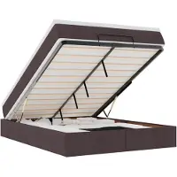 vidaXL Lit ottoman avec matelas brun foncé 140x200 cm Tissu