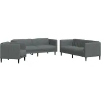 vidaXL Ensemble de canapés 3 pièces gris foncé Tissu