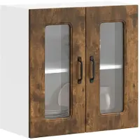 vidaXL Armoire de cuisine suspendue avec porte vitrée Kalmar Chêne fumé Matériau dérivé du bois