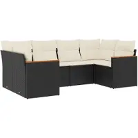 vidaXL Ensemble de salon de jardin 6 pièces avec coussins noir poly rotin