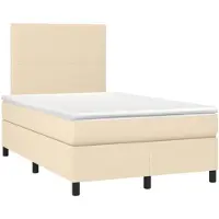 vidaXL Lit boxspring avec matelas Crème 120x190 cm Tissu