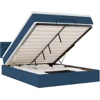 vidaXL Ottomane Lit avec matelas & LEDs Bleu 140x190 cm Tissu