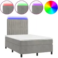 vidaXL Lit boxspring avec matelas & LED gris clair 120x190 cm velours