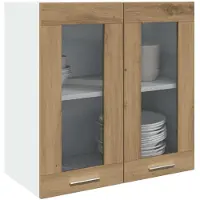 vidaXL Armoire murale de cuisine Lyon avec portes en verre Chêne Artisan 60x31x60 cm