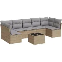 vidaXL Ensemble de jardin canapé 8 pièces avec coussins Beige Poly Rattan