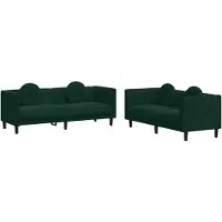 vidaXL Ensemble de canapés 2 pièces avec coussins vert foncé velours