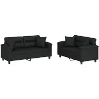 vidaXL Ensemble de canapés 2 pièces avec coussins Noir Similicuir