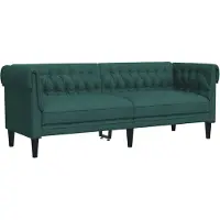 vidaXL Canapé Chesterfield 3 places vert foncé Tissu