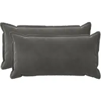 vidaXL Housse De Coussin 2 Pcs Houten Gris Foncé 40 X 80 Cm Velours