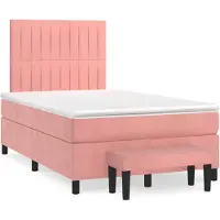 DKD Home Decor Lit boxspring avec matelas rose 120x190 cm velours