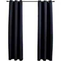 vidaXL Rideaux occultants avec anneaux 2 pcs. noir 97x213 cm tissu