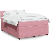 vidaXL Lit boxspring avec matelas rose 160x200 cm velours