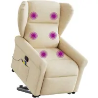 vidaXL Fauteuil de massage avec releveur Crème Tissu