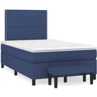 vidaXL Lit boxspring avec matelas bleu 120x190 cm Tissu