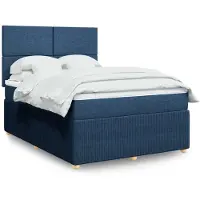 vidaXL Lit boxspring avec matelas bleu 160x200 cm Tissu