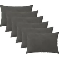 vidaXL Housse De Coussin 6 Pcs Heerlen Gris Foncé 50 X 80 Cm Velours