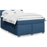 vidaXL Lit boxspring avec matelas bleu 140x190 cm Tissu