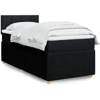 vidaXL Lit boxspring avec matelas noir 80x200 cm tissu