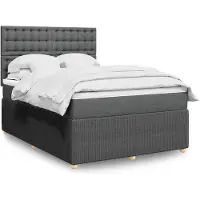 vidaXL Lit boxspring avec matelas gris foncé 160x200 cm Tissu