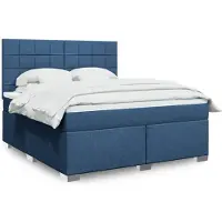 vidaXL Lit boxspring avec matelas bleu 180x200 cm Tissu