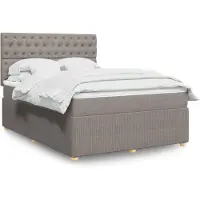 vidaXL Lit boxspring avec matelas Taupe 140x200 cm Tissu