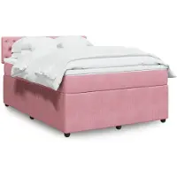 vidaXL Lit boxspring avec matelas rose 140x200 cm velours