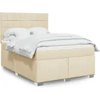 vidaXL Lit boxspring avec matelas Crème 140x190 cm Tissu