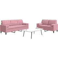 vidaXL Ensemble de canapés 2 pièces avec coussins et traversins Rose velours