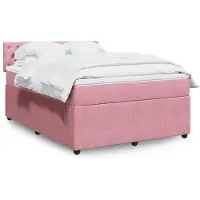 vidaXL Lit boxspring avec matelas rose 140x200 cm velours