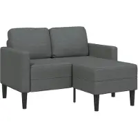 vidaXL Canapé 2 places avec chaise longue en L gris foncé 125 cm Tissu