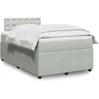 vidaXL Lit boxspring avec matelas gris clair 120x200 cm velours