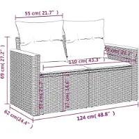vidaXL Ensemble de 7 canapés de jardin avec coussins, gris, polyrattan