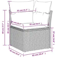 vidaXL Ensemble de 13 canapés de jardin avec coussins, gris, polyrattan