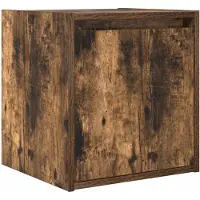 vidaXL Table de chevet murale chêne fumé 38x34x40 cm