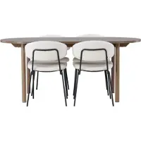 Ebuy24 Andy ensemble pour salle à manger table à manger naturel 4 chaises bouclé blanc.