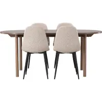 Ebuy24 Andy ensemble pour salle à manger table à manger naturel 4 chaises bouclé beige.
