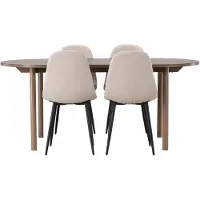 Ebuy24 Andy ensemble pour salle à manger table à manger naturel 4 chaises bouclé beige.