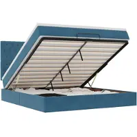 vidaXL Ottoman-lit avec matelas & LED bleu foncé 160x200 cm velours