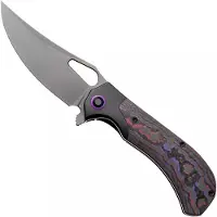 Kizer Cutlery Couteau pliant Cyclone S35VN, Black Ti & Purple Haze FatCarbon, Matte DLC Ultra