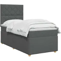 vidaXL Lit boxspring avec matelas gris foncé 90 x 190 cm Tissu