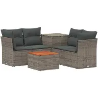 vidaXL Ensemble de salon de jardin , 6 pièces, gris et gris foncé, en résine tressée et en acier