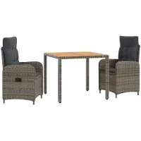 vidaXL : Ensemble de 3 tables d'extérieur, gris clair et gris foncé
