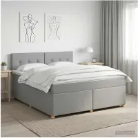 vidaXL Lit boxspring avec matelas gris clair 180 x 200 cm Tissu