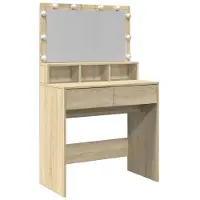 vidaXL Coiffeuse avec éclairage LED Chêne Sonoma 80x41x134,5 cm