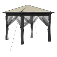 vidaXL , tonnelle avec 4 parois, dimensions 2,6 x 2,6 m, couleur crème et anthracite