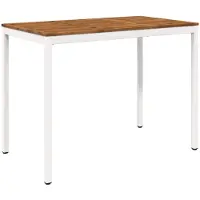 vidaXL Table de bar d'extérieur, naturelle et blanche, 141 x 80,5 x 105 cm